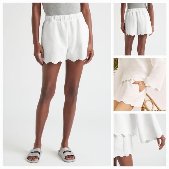🔥NWT Splendid White "Nori" Scalloped Hem Top & Shorts Set Small - Picture 5 of 7